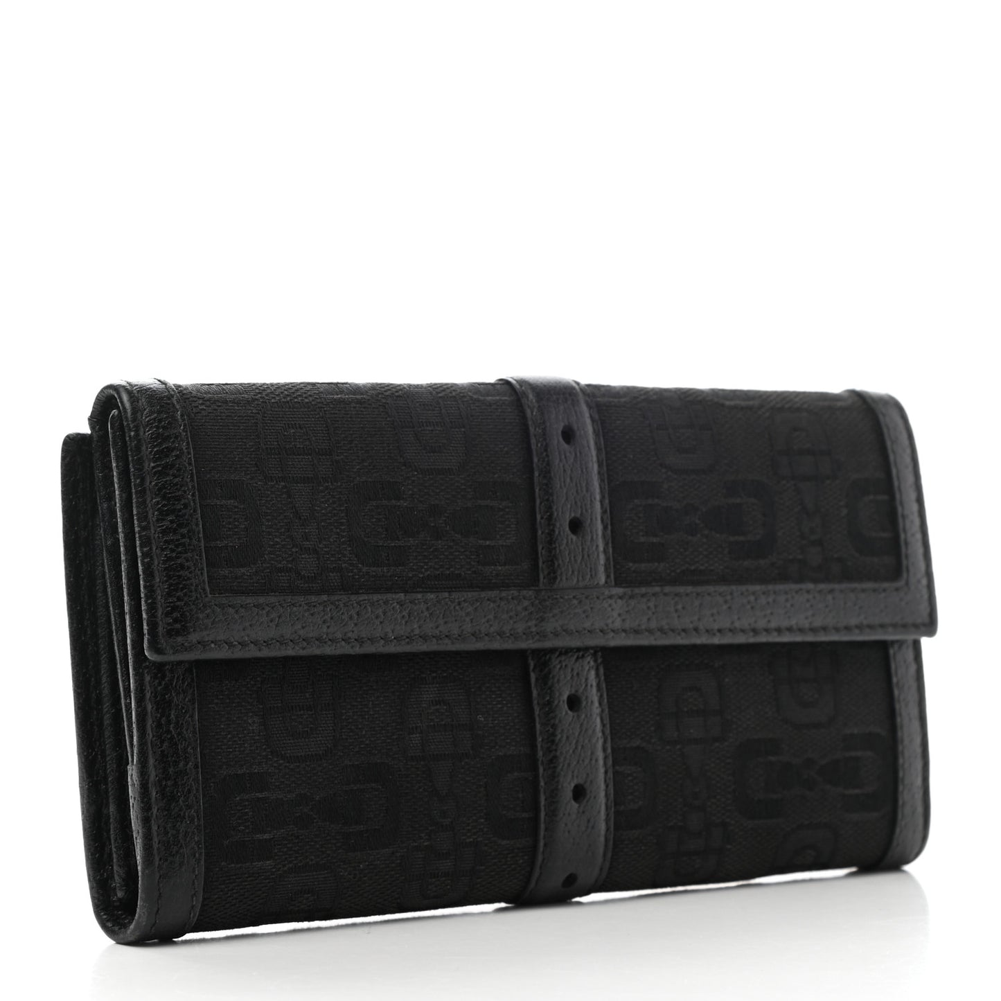 Horsebit Canvas Buckle Continental Wallet Black