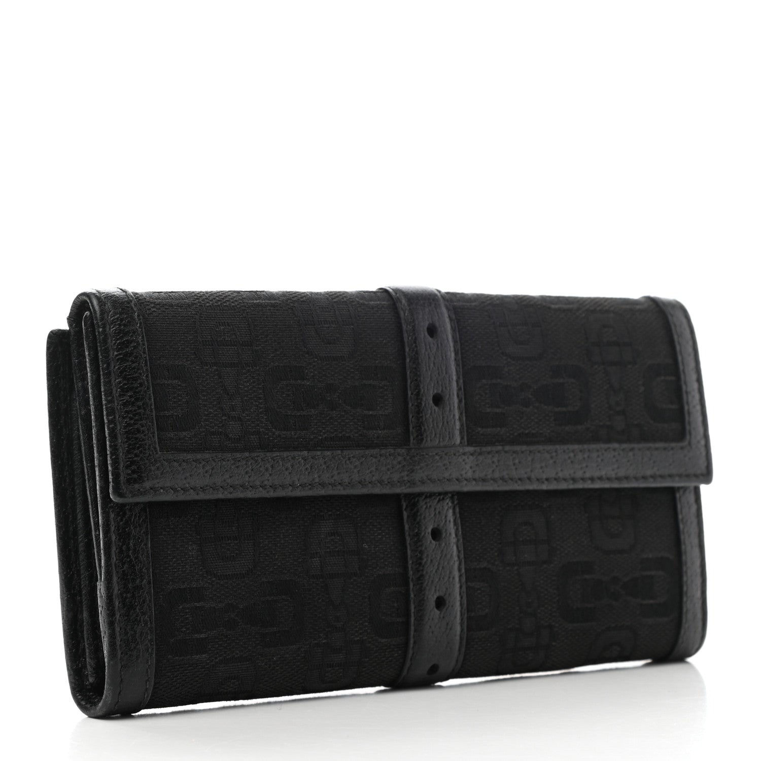 Gucci Horsebit Canvas Buckle Continental Wallet Black 3 of 8