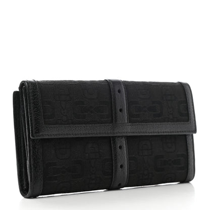 Gucci Horsebit Canvas Buckle Continental Wallet Black 3 of 8