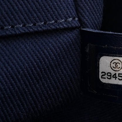 Chanel Mixed Fibers Striped Small Deauville Tote Navy Blue 7 of 10