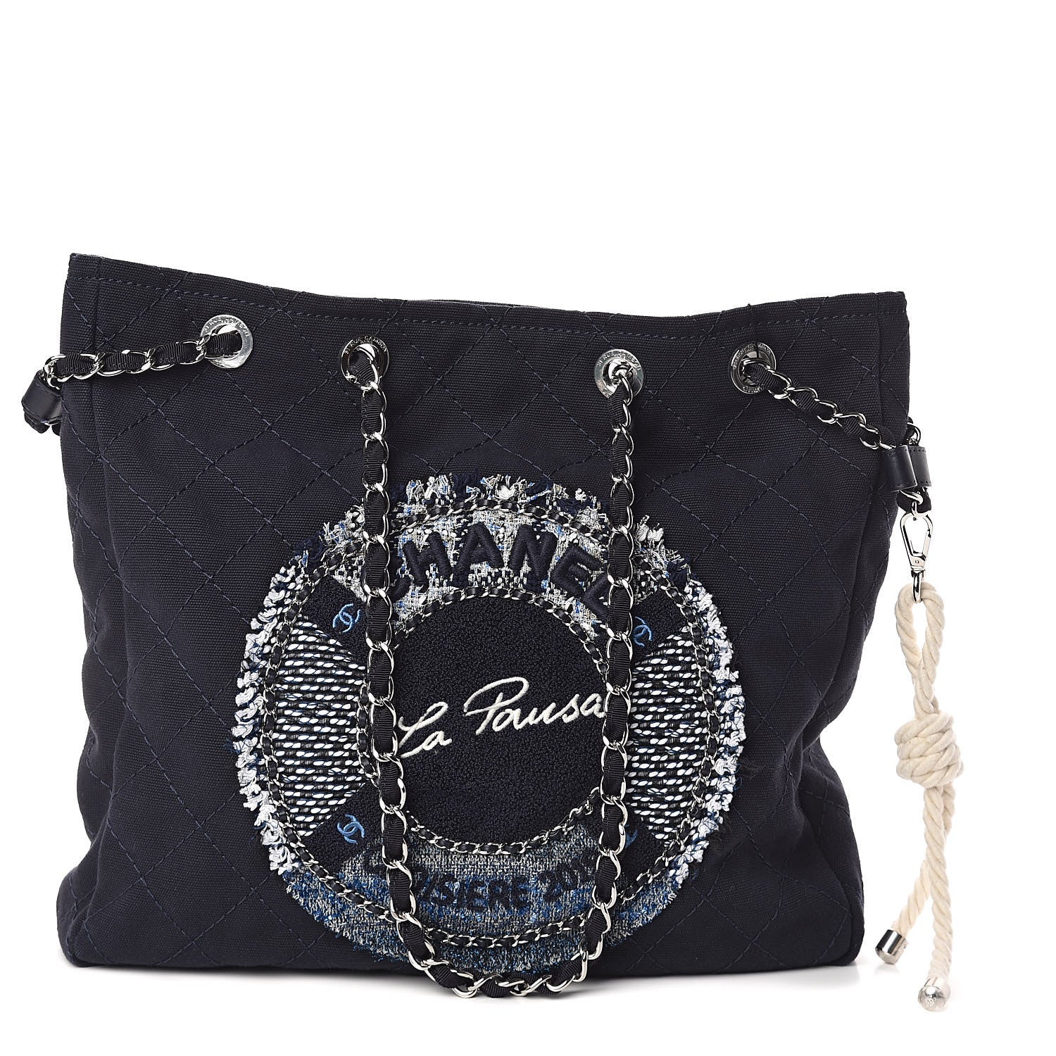 Chanel Canvas Quilted La Pausa Large Shopping Tote Navy 1 of 10