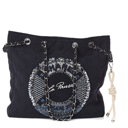 Chanel Canvas Quilted La Pausa Large Shopping Tote Navy 1 of 10