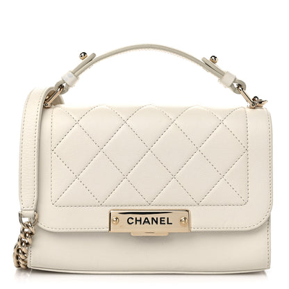 Chanel Grained Calfskin Quilted Small Label Click Flap Bag White 1 of 9