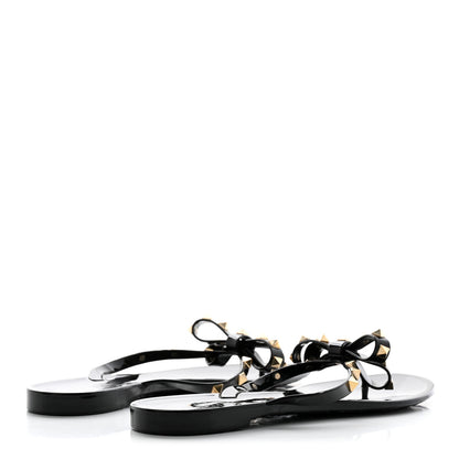Valentino Garavani PVC Jelly Rockstud Bow Thong Sandals 41 Black 4 of 9