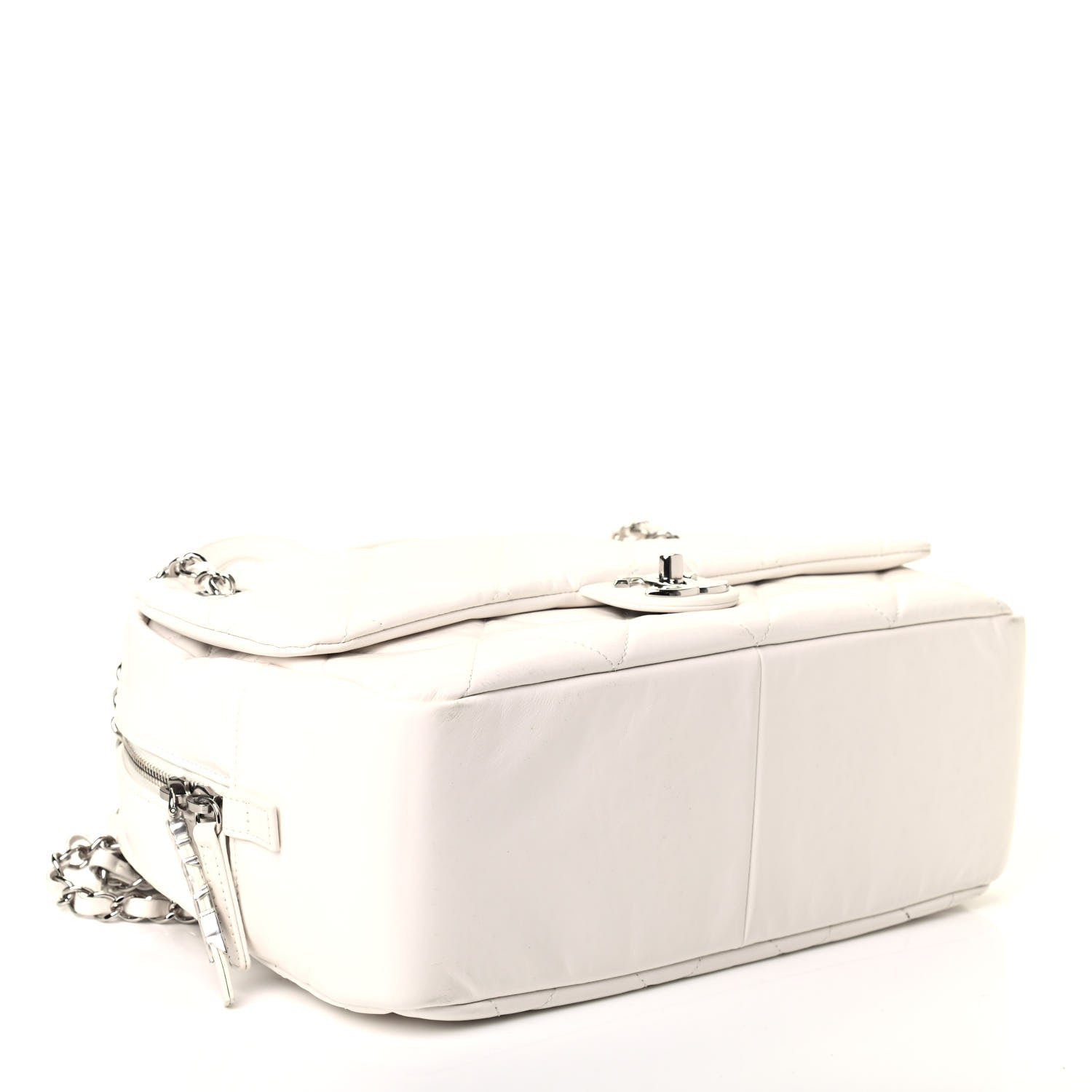 Chanel Aged Calfskin Quilted Small Express Bowling Bag White 3 of 4
