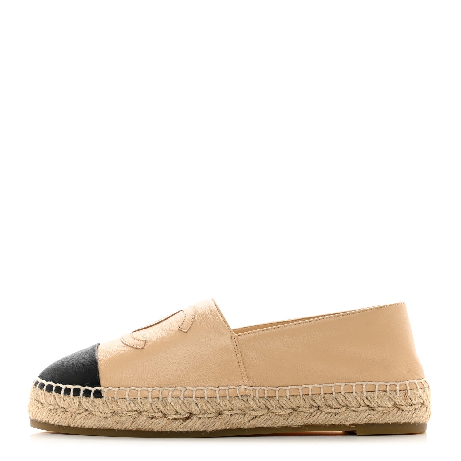 Chanel Lambskin CC Espadrilles 38 Beige Black 1 of 10