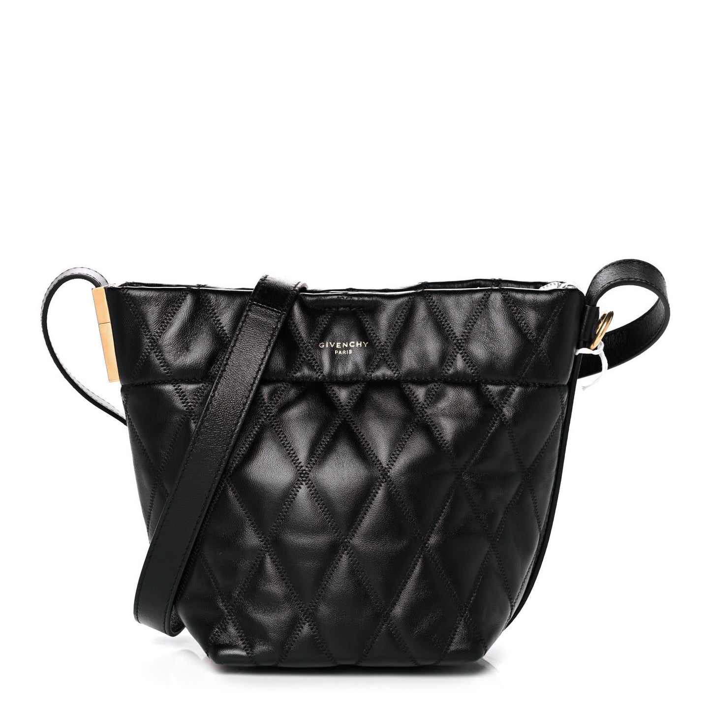 Lambskin Quilted Mini GV Bucket Bag Black