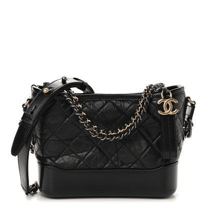 Chanel Aged Calfskin Quilted Small Gabrielle Hobo Black 1 of 9