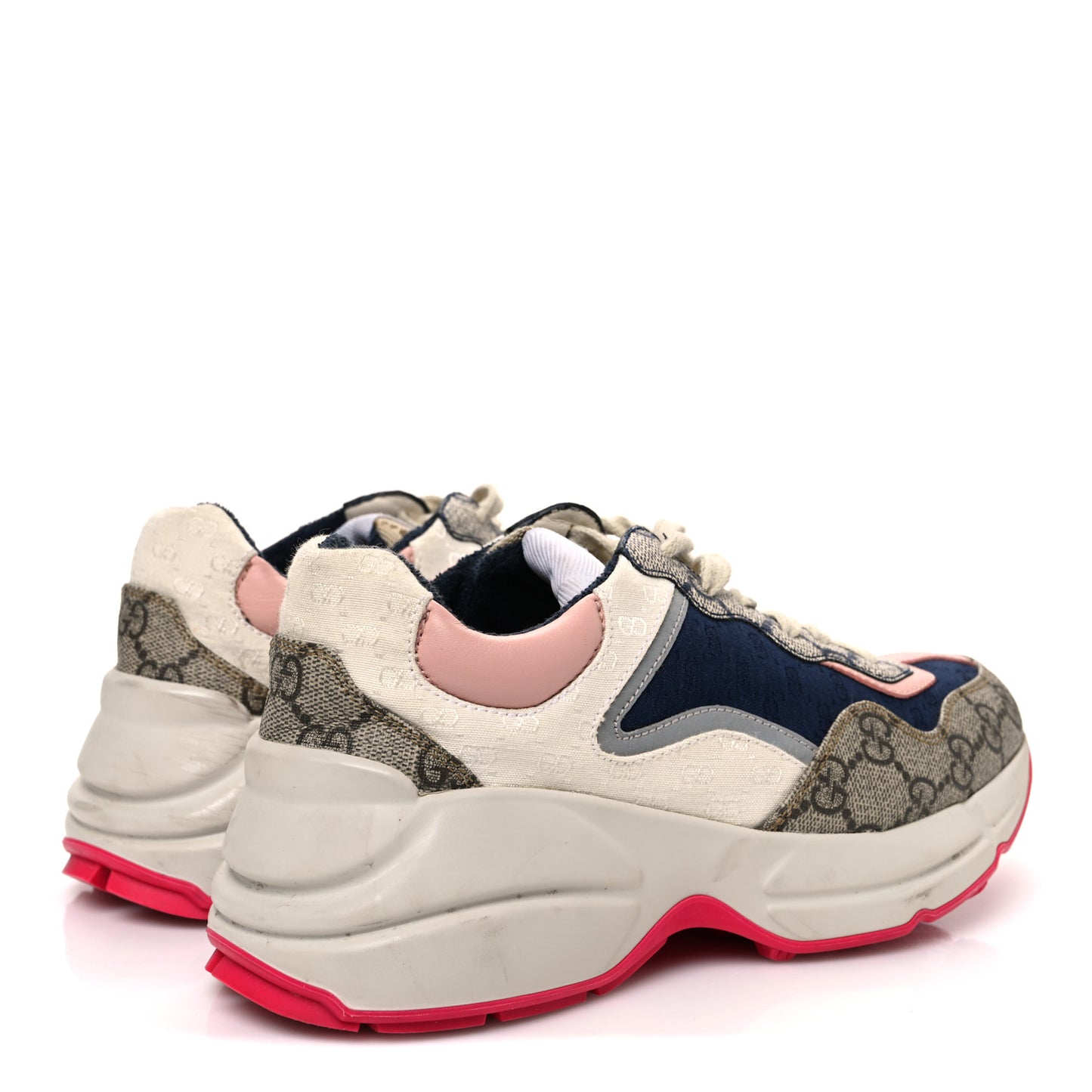 GG Supreme Monogram Mix Monogram Womens Rhyton Sneakers 35.5 London Blue Beige Pale Pink