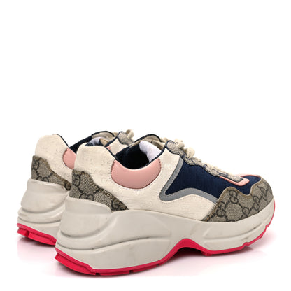 Gucci GG Supreme Monogram Mix Monogram Womens Rhyton Sneakers 35.5 London Blue Beige Pale Pink 5 of 11