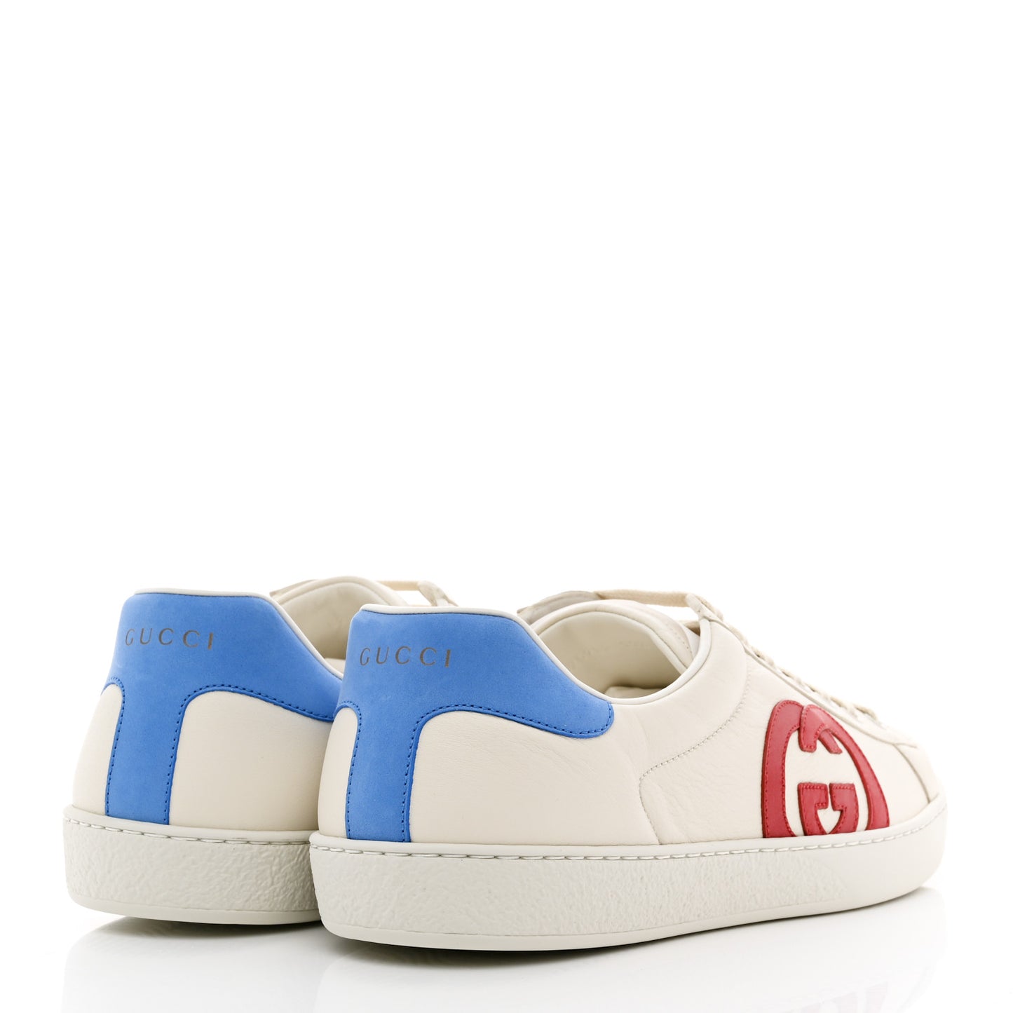 Calfskin Nubuck Interlocking G Mens New Ace Sneakers 11.5 New Mystic White Hibiscus Red Bright Splash
