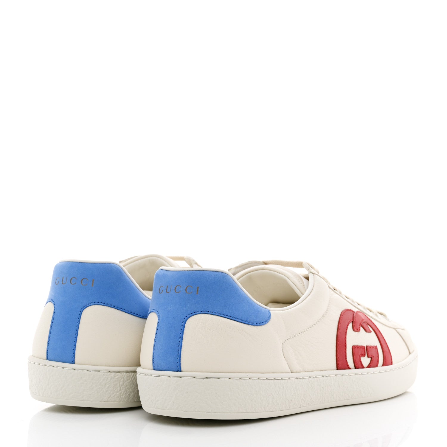 Gucci Calfskin Nubuck Interlocking G Mens New Ace Sneakers 11.5 New Mystic White Hibiscus Red Bright Splash 4 of 9