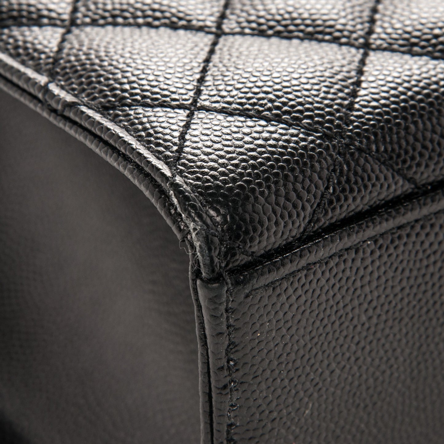 Grain De Poudre Textured Mixed Matelasse Large Triquilt Monogram Monochrome Satchel Black