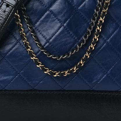 Chanel Aged Calfskin Quilted Medium Gabrielle Hobo Navy Black 8 of 10