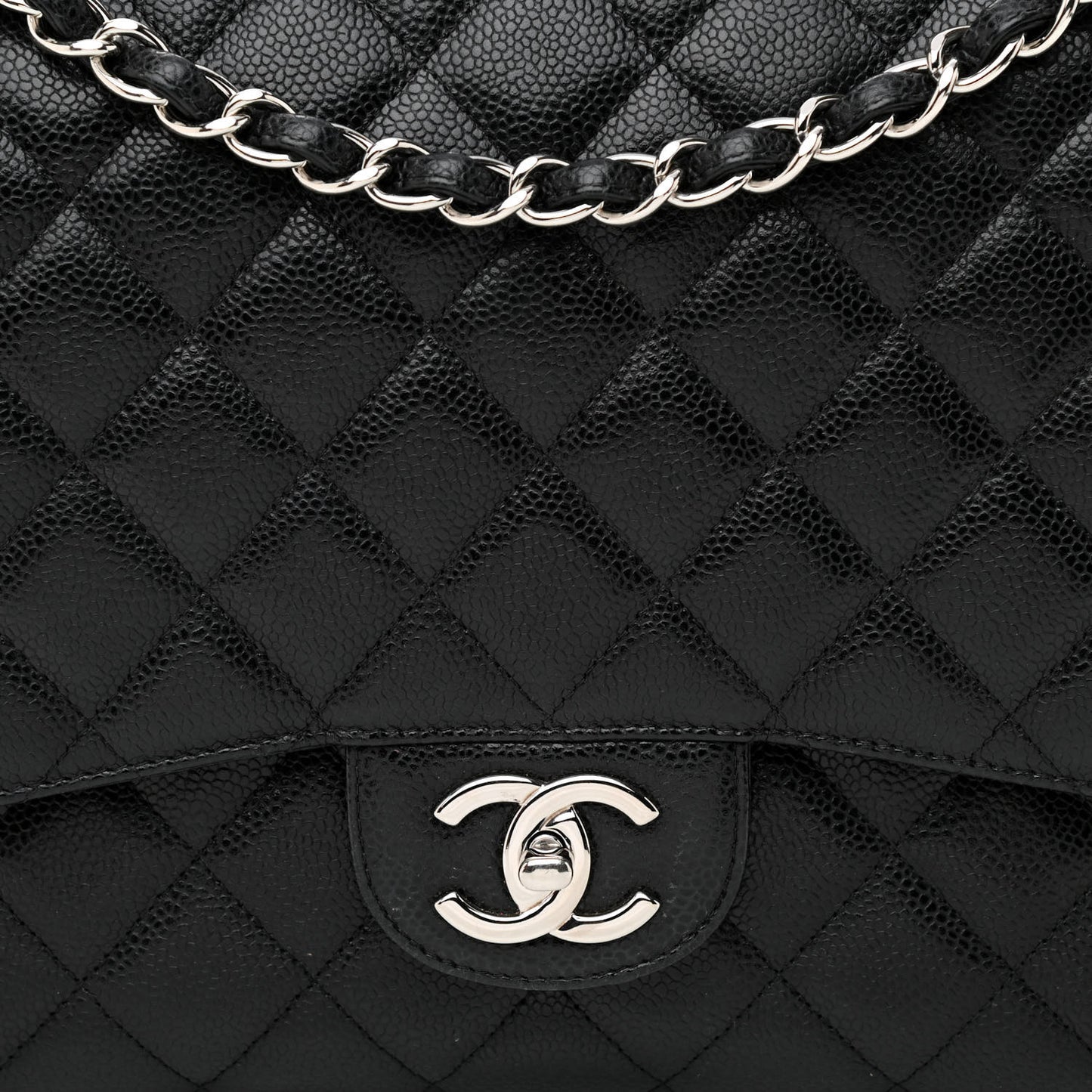 Caviar Quilted Maxi Double Flap Black