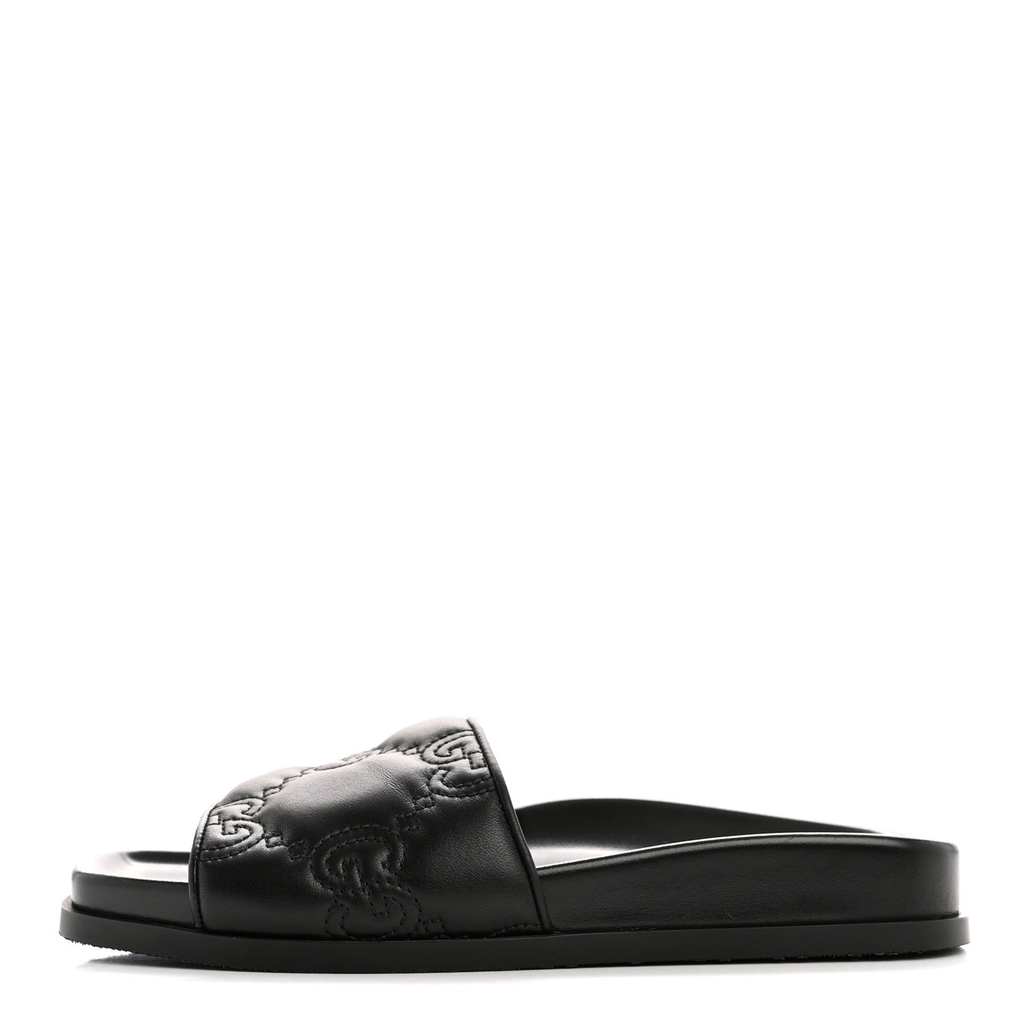 Nappa GG Matelasse Flat Slide Sandals 37.5 Black