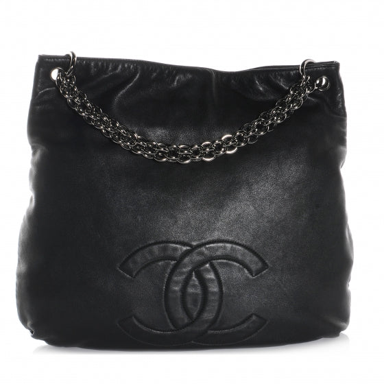 Lambskin Soft and Chain Large Hobo Black
