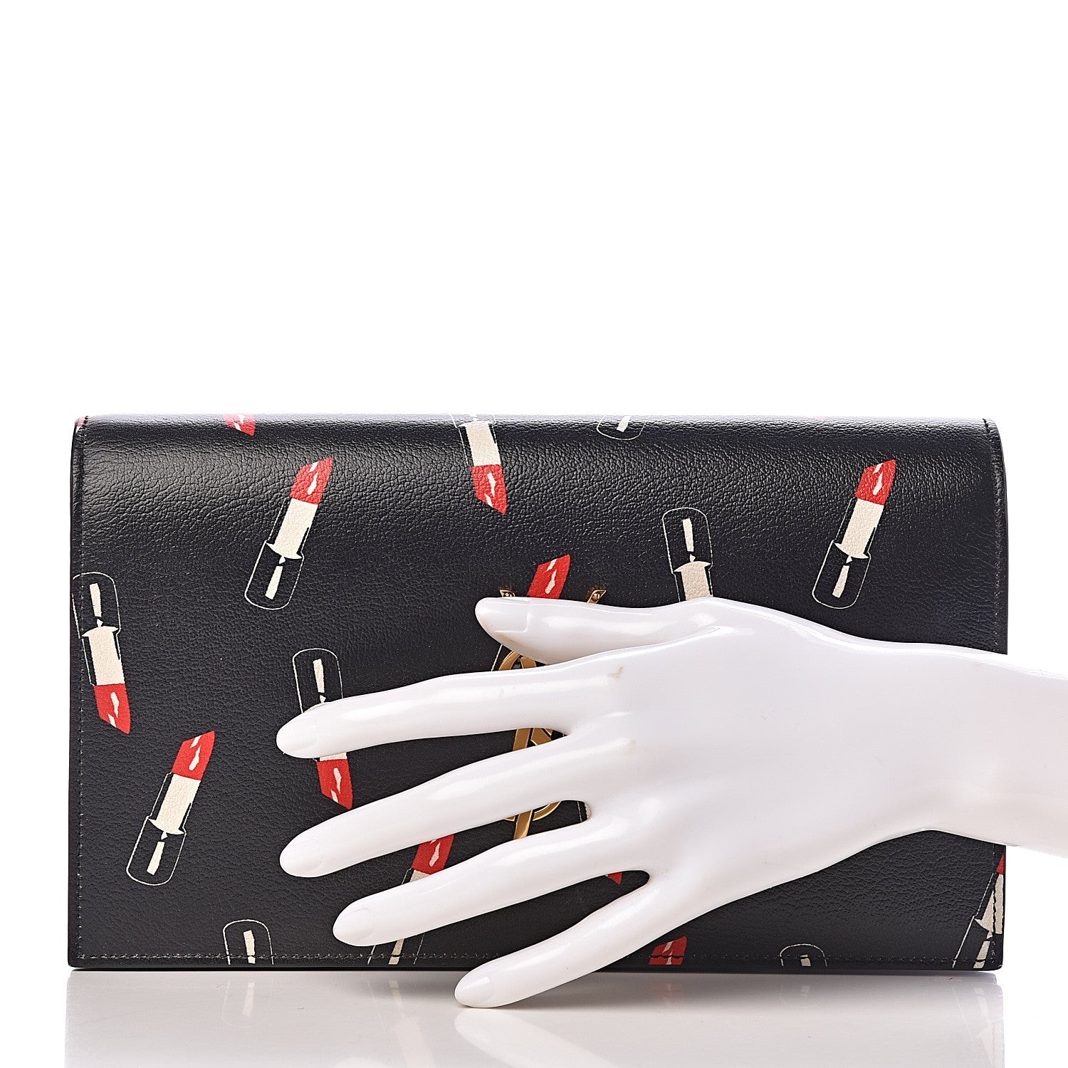 Saint Laurent Calfskin Lipstick Print Classic Monogram Kate Clutch Black 2 of 6