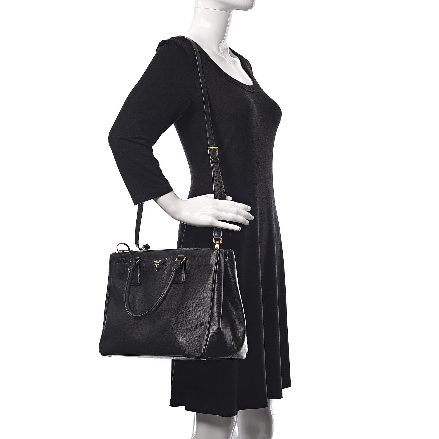Prada Saffiano Medium Galleria Double Zip Tote Black 2 of 13