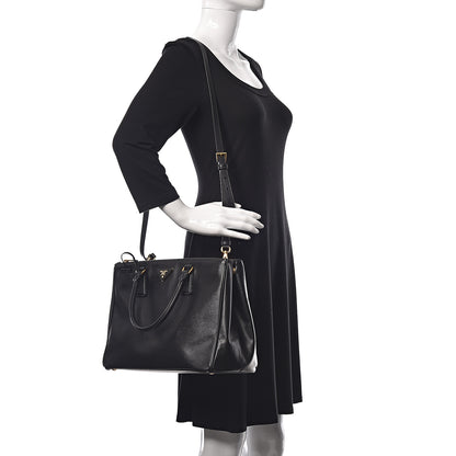 Prada Saffiano Medium Galleria Double Zip Tote Black 2 of 13