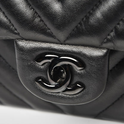 Chanel Lambskin Chevron Quilted Medium Double Flap So Black 8 of 8