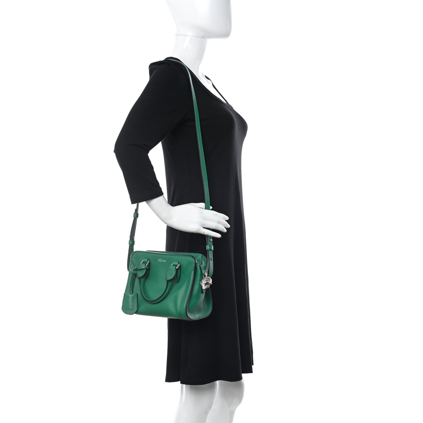 Pebbled Calfskin Mini Padlock Tote Green