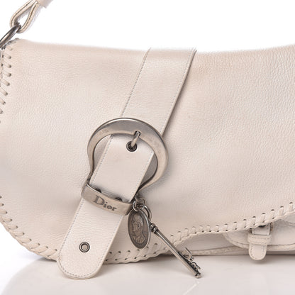 Christian Dior Calfskin Whipstitch Gaucho Double Saddle Bag White 10 of 20