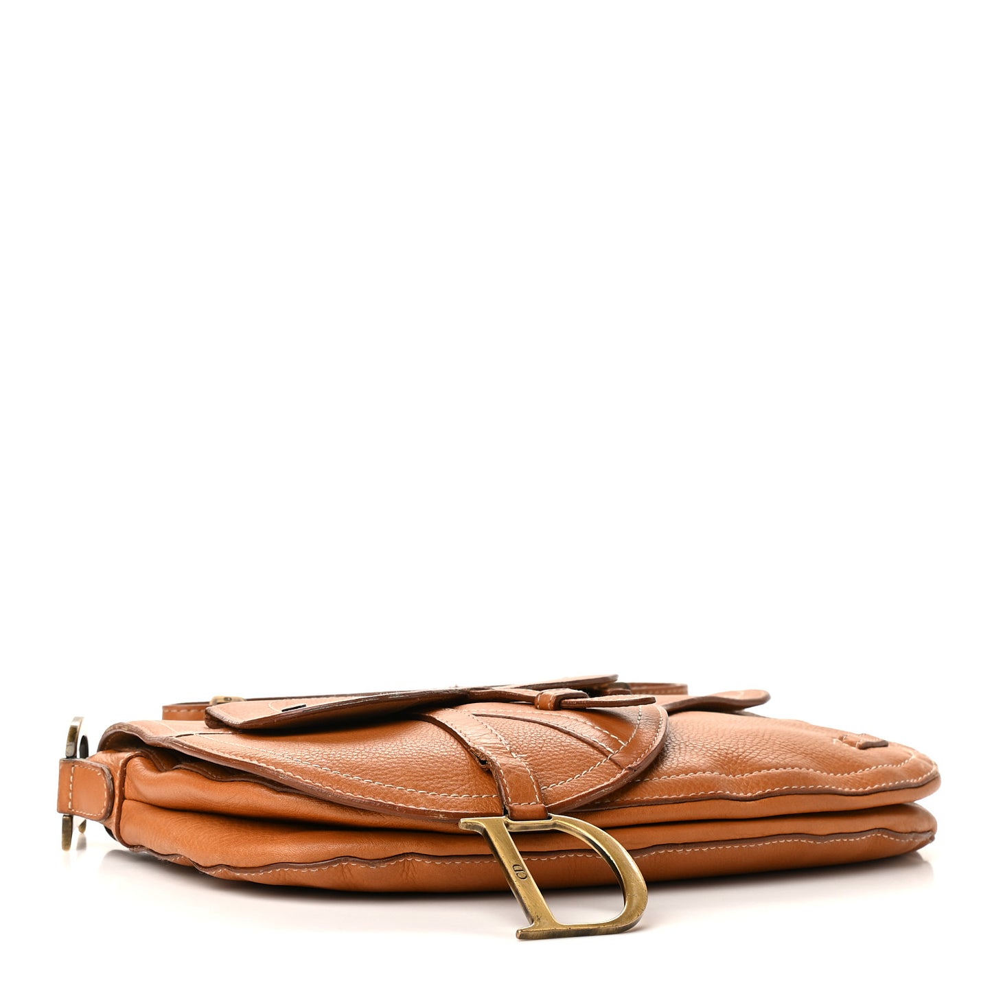 Grained Calfskin Saddle Pouch Brown