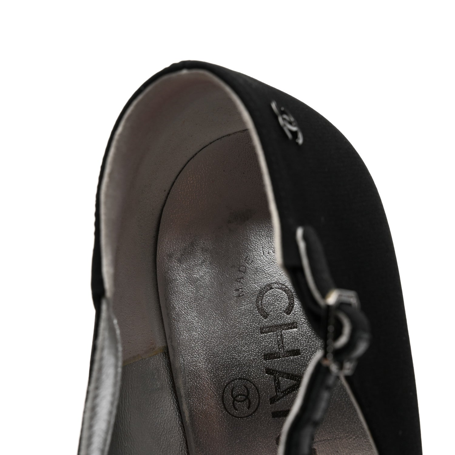 Chanel Crepe Satin Mary Jane Pumps 38 Black 9 of 11