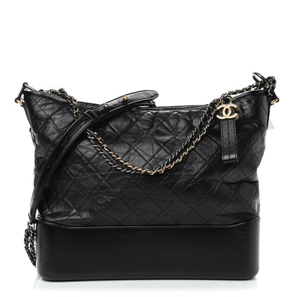 Chanel Aged Calfskin Quilted Large Gabrielle Hobo Black 1 of 4