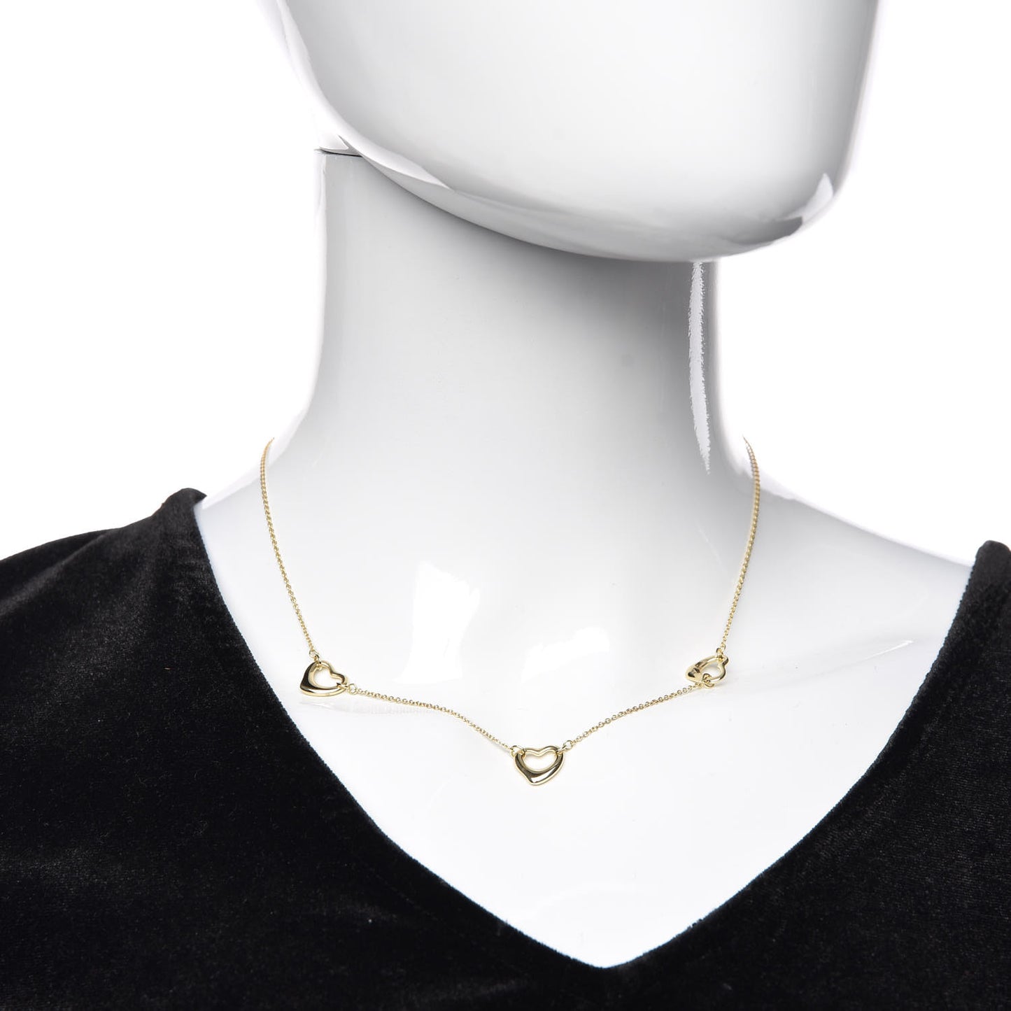 18K Yellow Gold Elsa Peretti 3 Open Heart Station Necklace