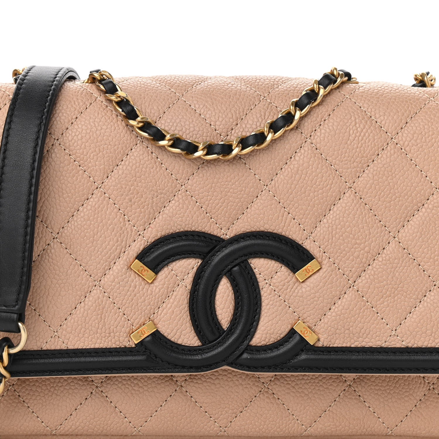 Chanel Caviar Quilted Small CC Filigree Flap Beige Black 8 of 12
