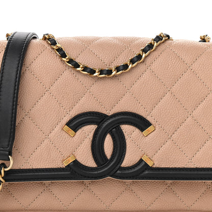 Chanel Caviar Quilted Small CC Filigree Flap Beige Black 8 of 12