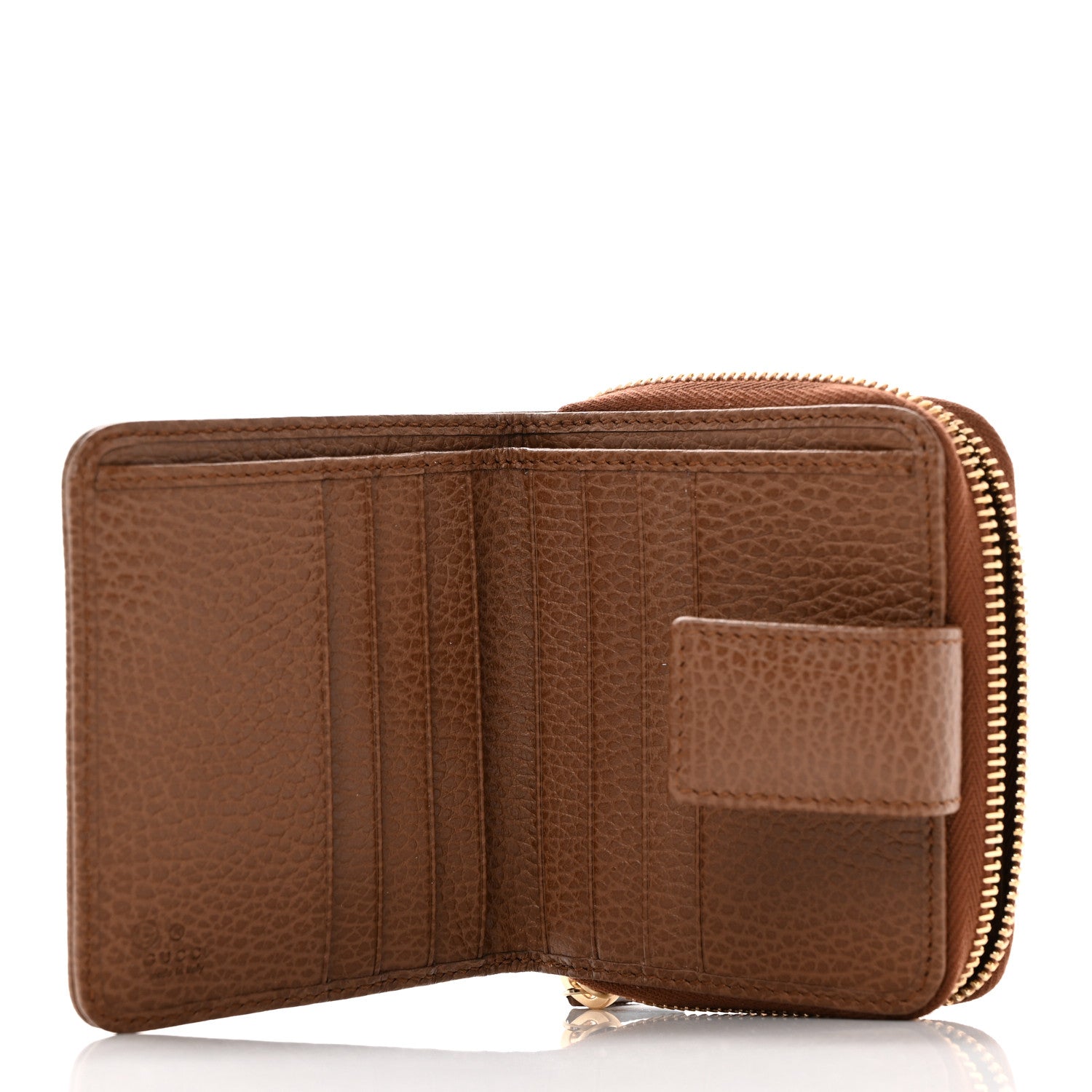 Gucci Monogram Dollar Calfskin Zip Around French Wallet Beige Ebony Tabacco 5 of 8