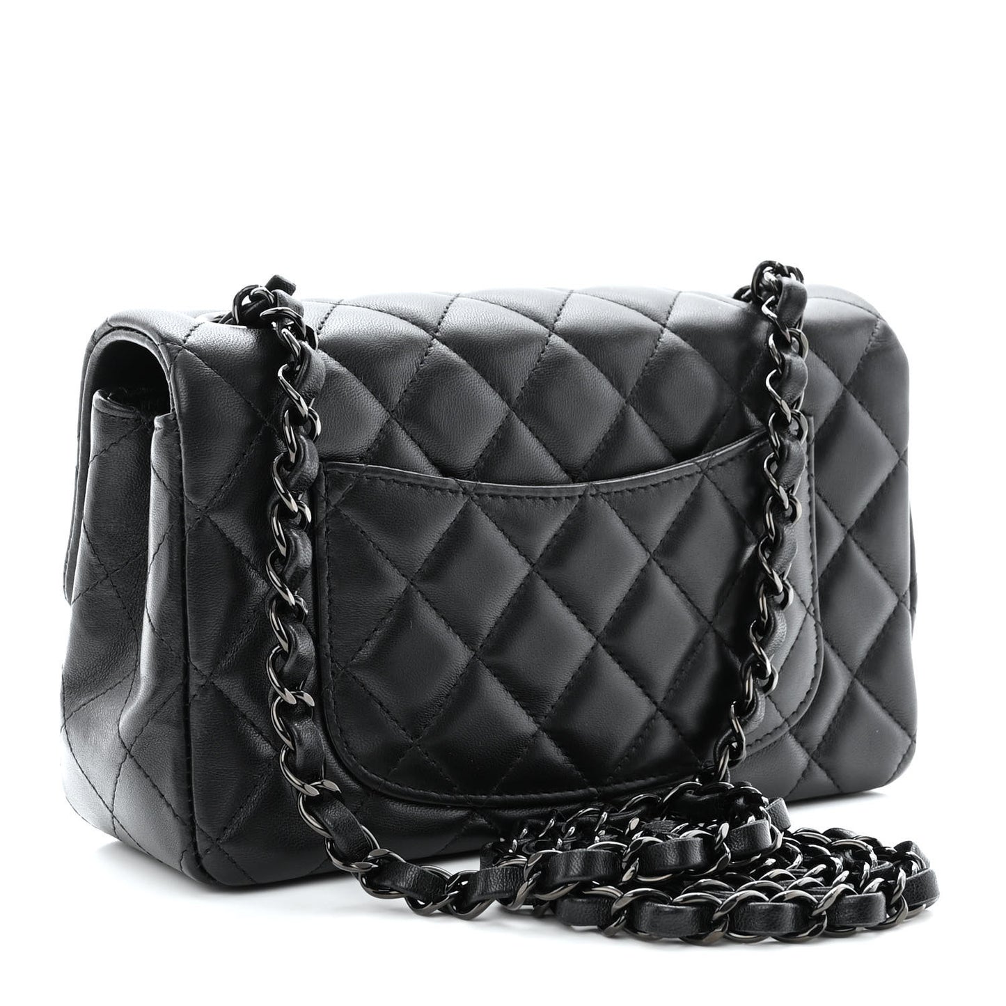 Lambskin Quilted Mini Rectangular Flap So Black