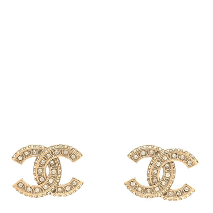 Chanel Crystal Timeless CC Earrings Gold 1 of 6