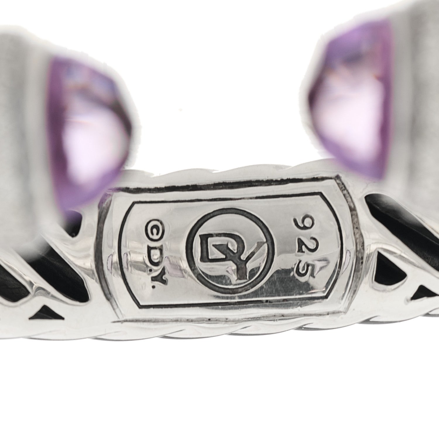 David Yurman Sterling Silver Diamond Amethyst 10mm Waverly Bracelet 3 of 3