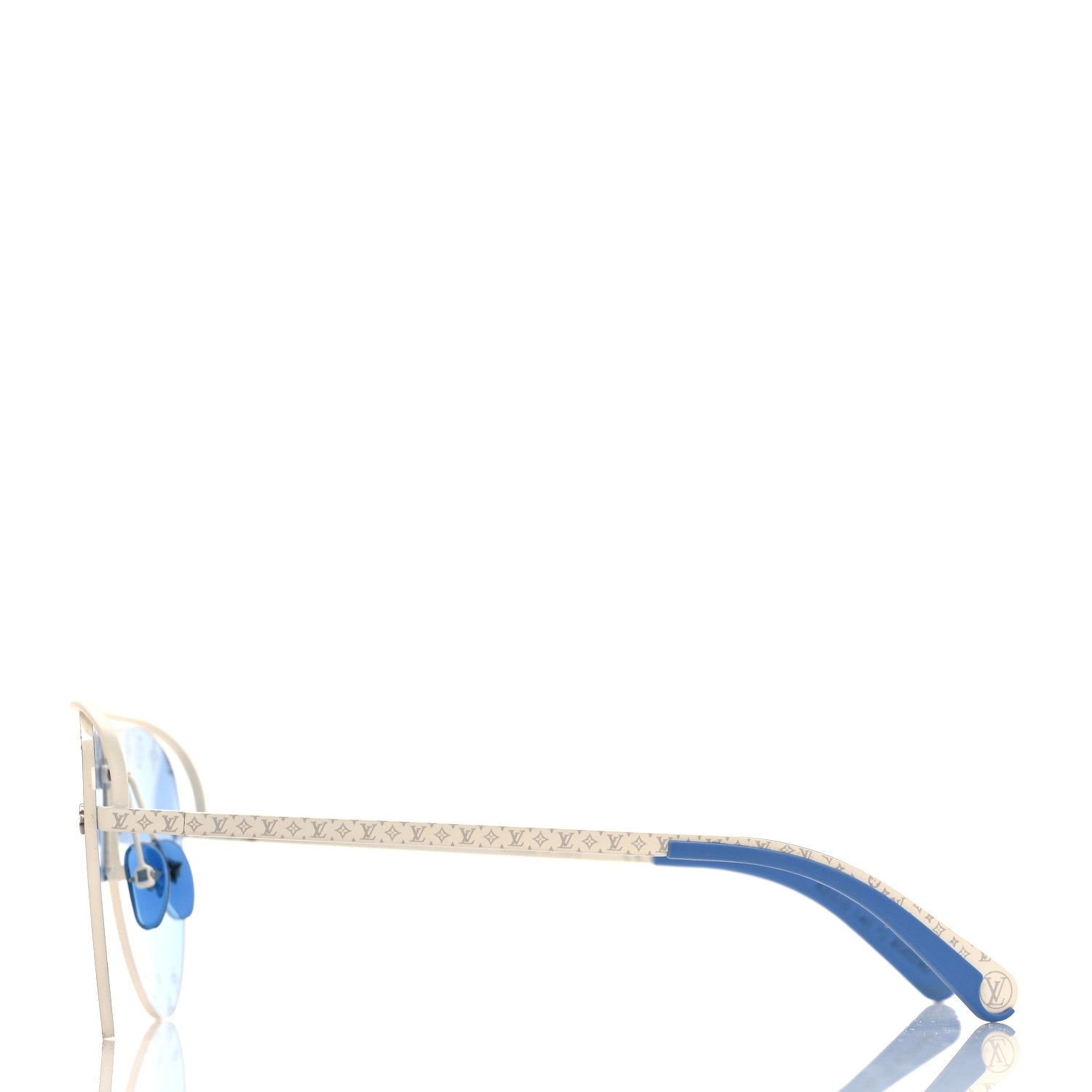 Louis Vuitton Monogram Grease Mask Sunglasses ZT329W Silver Blue 3 of 8