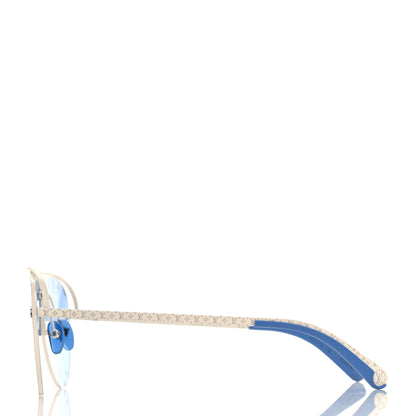 Louis Vuitton Monogram Grease Mask Sunglasses ZT329W Silver Blue 3 of 8