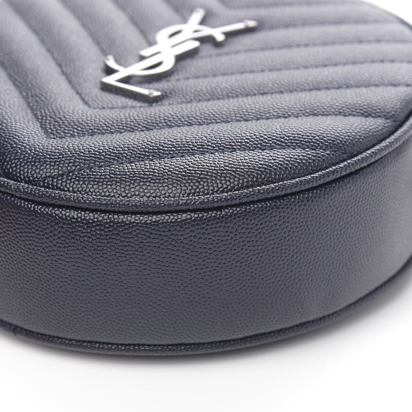 Grain De Poudre Matelasse Chevron Quilted Round Vinyle Camera Bag Deep Marine