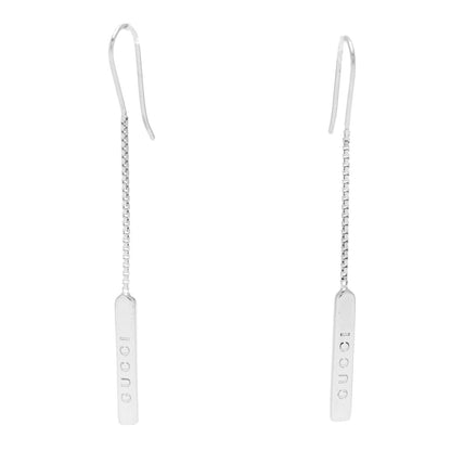 Gucci 18K White Gold Bar Drop Earrings 1 of 4