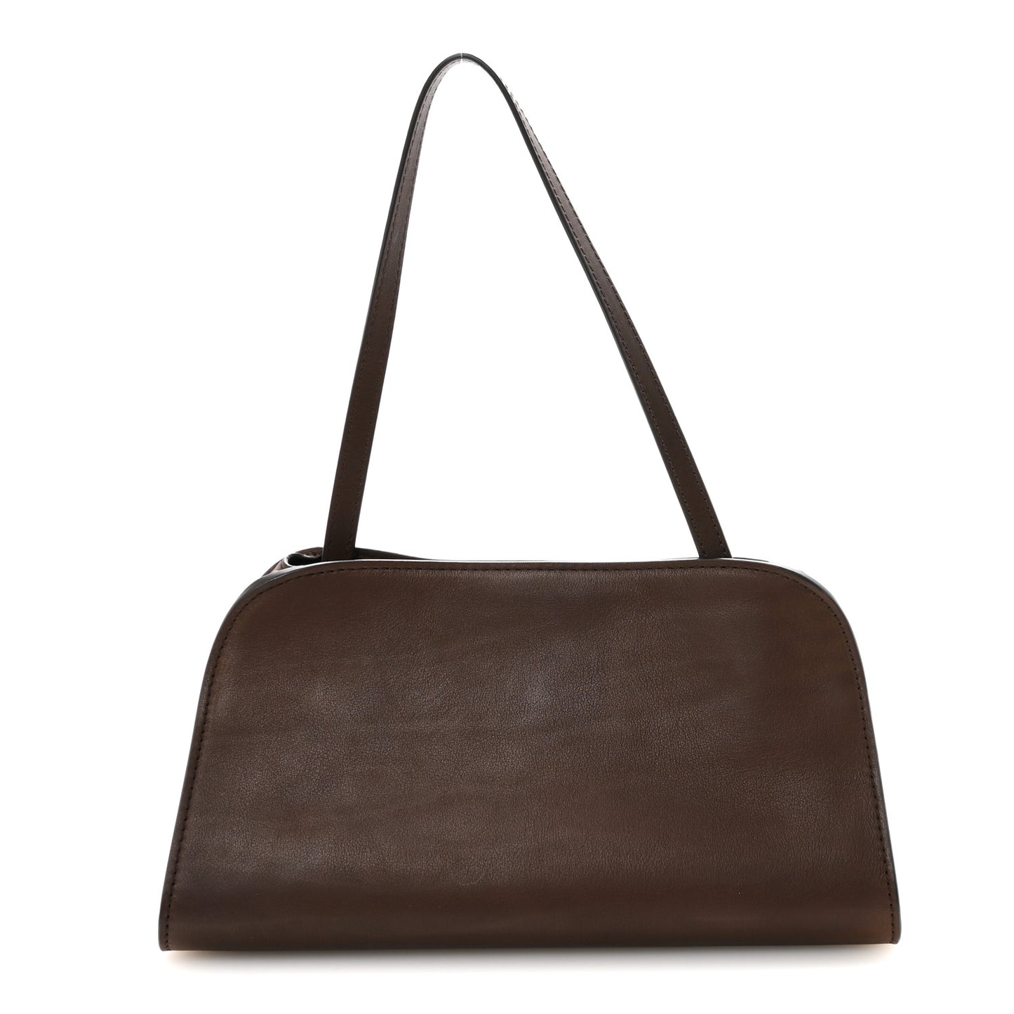 Polished Saddle Calfskin Peggy Clutch Deep Brown