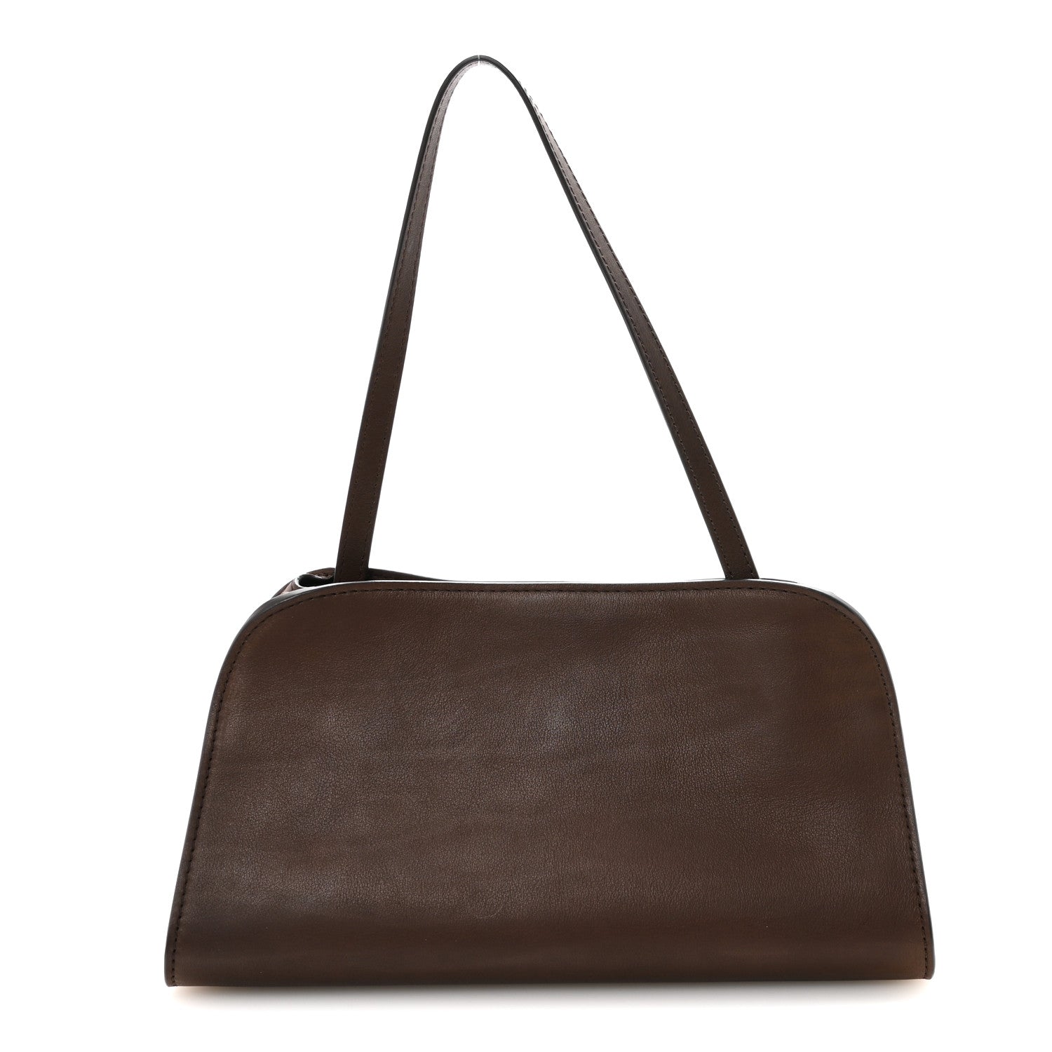 The Row Polished Saddle Calfskin Peggy Clutch Deep Brown 1 of 9