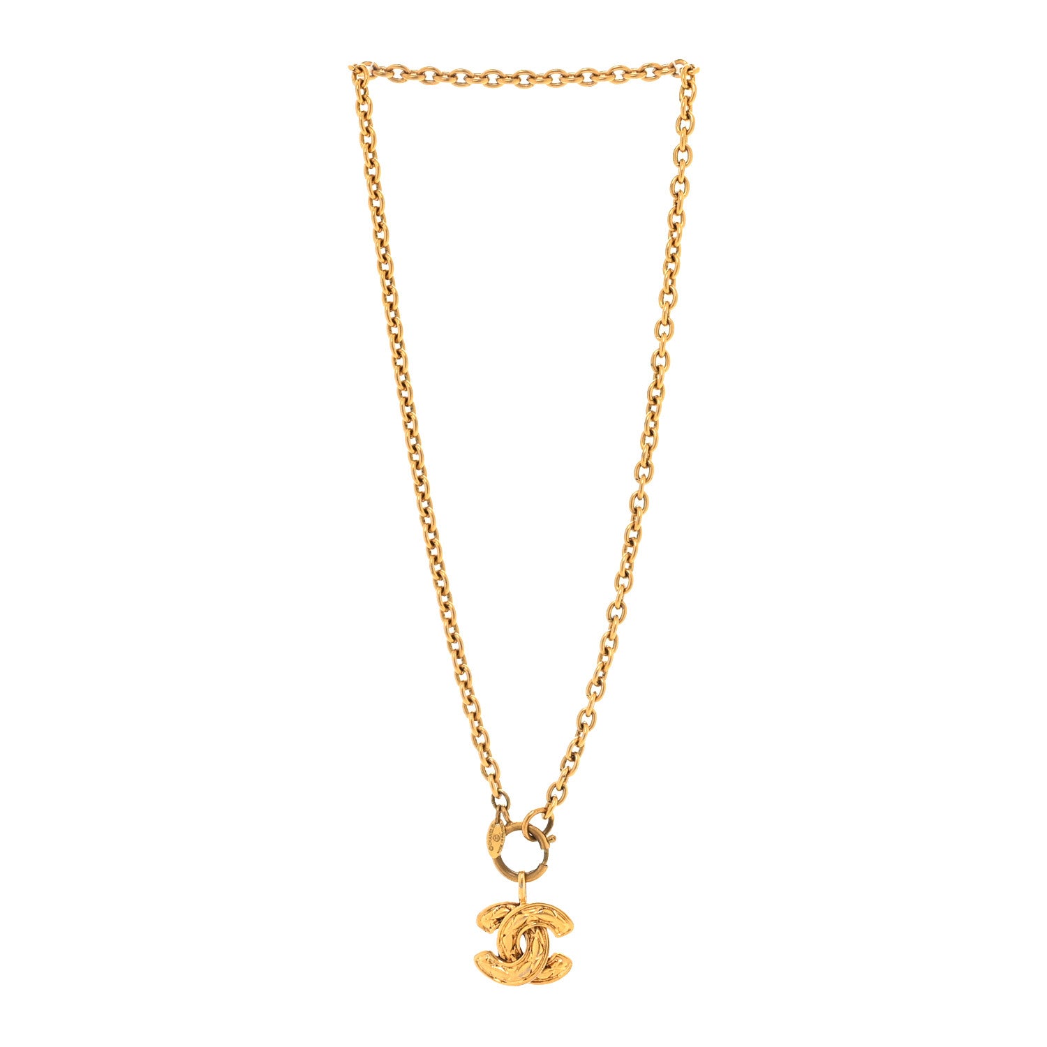 Chanel Metal Quilted CC Pendant Chain Necklace Gold 3 of 4