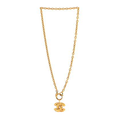 Chanel Metal Quilted CC Pendant Chain Necklace Gold 3 of 4