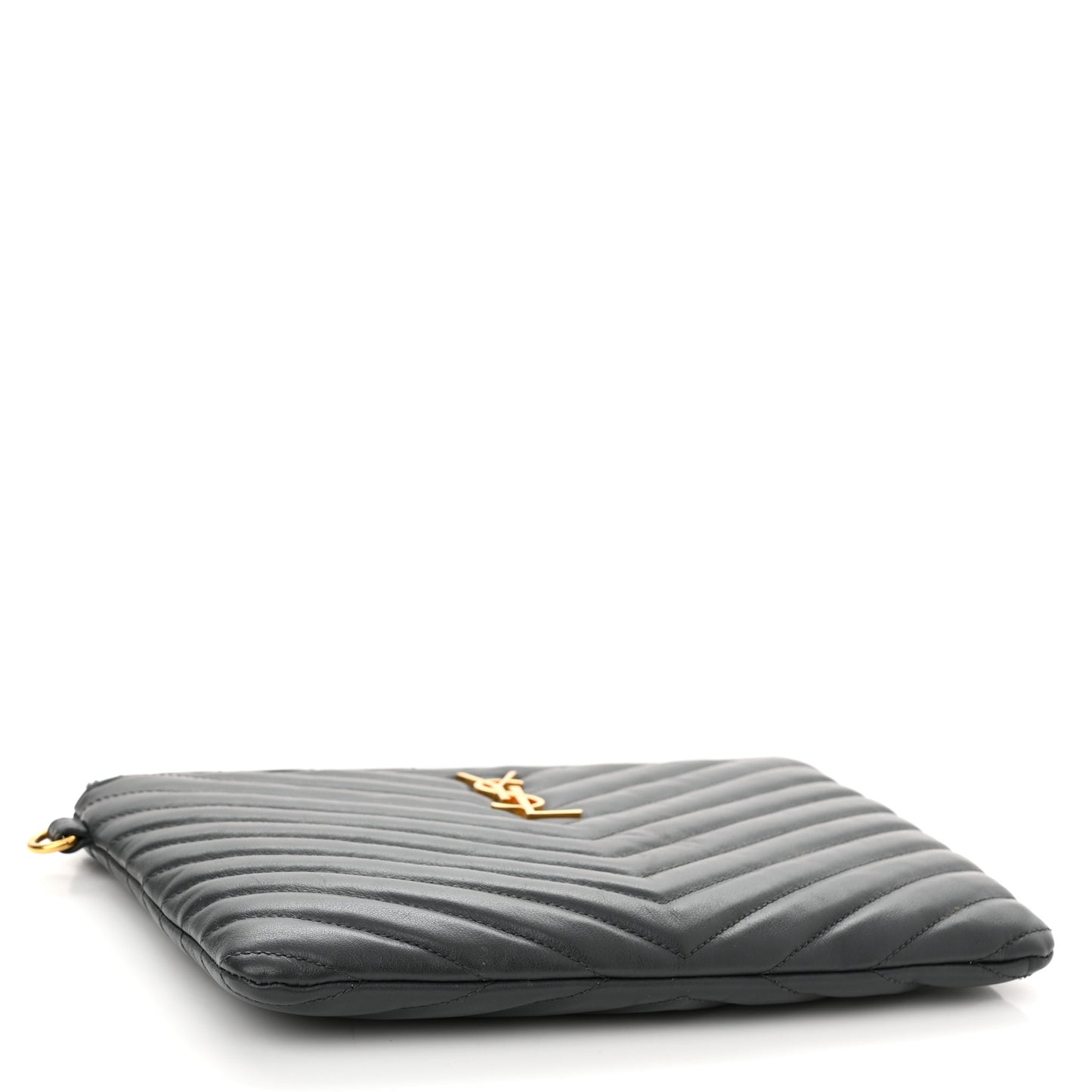 Calfskin Matelasse Chevron Monogram A5 Wristlet Dark Smog