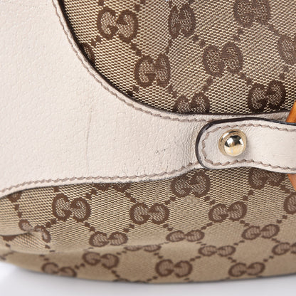 Gucci Monogram Calfskin Horsebit Hobo Off White 9 of 14