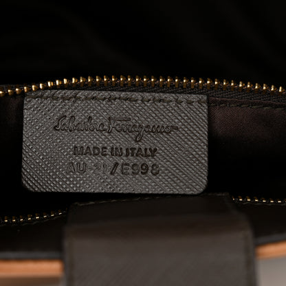 Salvatore Ferragamo Hammered Calfskin Vany Bow Chain Tote Cacao 7 of 12