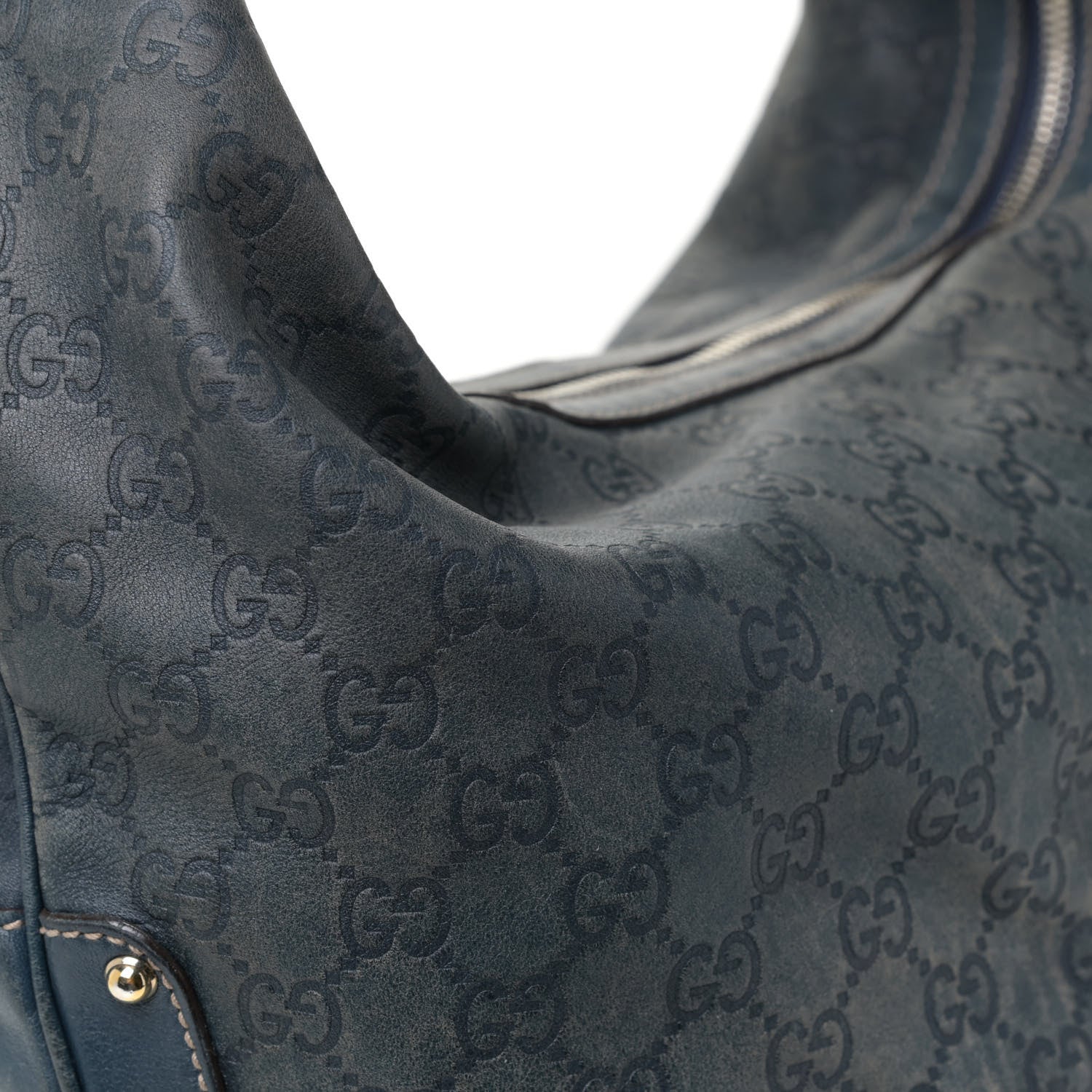 Gucci Guccissima Large Biba Studded Hobo Blue 15 of 18