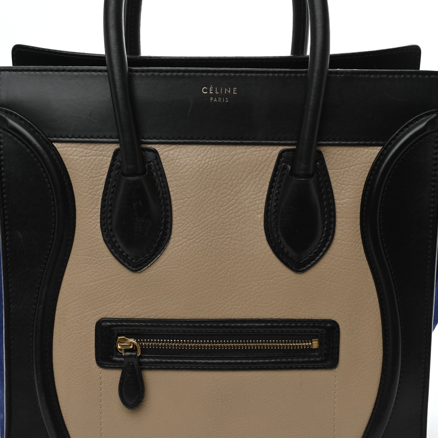 Celine Elephant Calfskin Suede Mini Tri-Color Luggage Sand 7 of 13